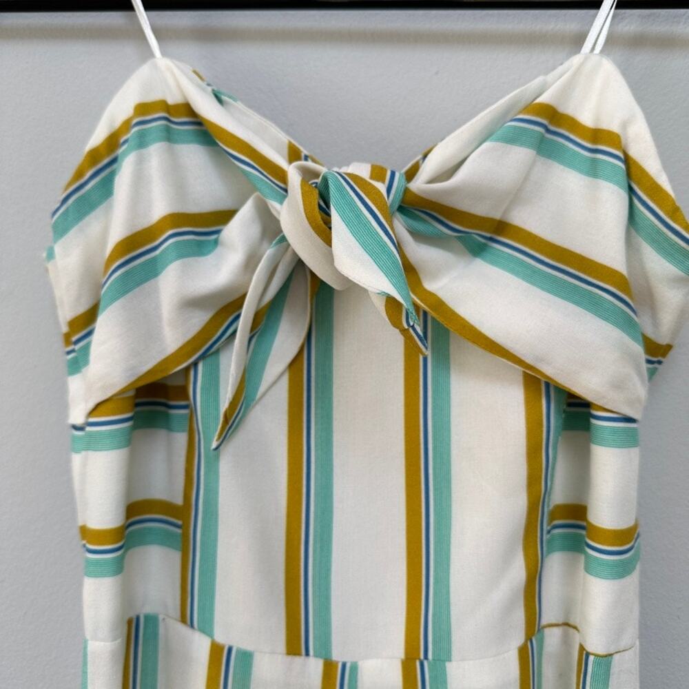 Amanda Uprichard Striped Bow-Front Strapless Crop Wide-Leg Lincoln Jumpsuit S - Picture 4 of 16